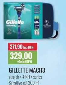 GILLETTE MACH3 strojek + 4 NH + series Sensitive gel 200 ml