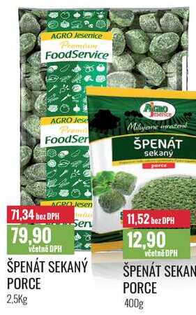 ŠPENÁT SEKANÝ PORCE 2,5Kg