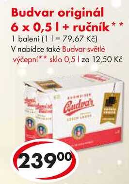 Budvar originál 6x 0,5 l + ručník