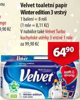 Velvet toaletní papír Winter edition 3 vrstvý, 8 rolí