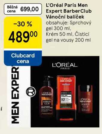 L'Oréal Paris Men Expert Barber Club Vánoční balíček obsahuje: Sprchový gel 300 ml. Krém 50 ml. Čisticí gel na vousy 200 ml