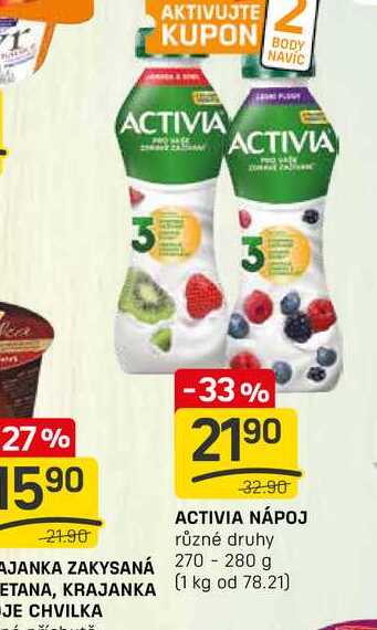 ACTIVIA NÁPOJ různé druhy 270 - 280 g