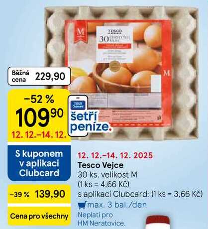 Tesco Vejce, 30 ks, velikost M