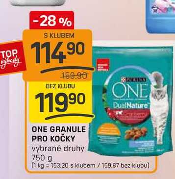 ONE GRANULE PRO KOČKY vybrané druhy 750 g