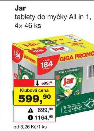 Jar tablety do myčky All in 1, 4x 46 ks 