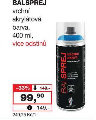 BALSPREJ vrchní akrylátová barva, 400 ml