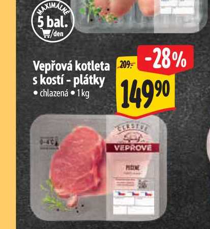 Vepřová kotleta s kostí - plátky 1 kg
