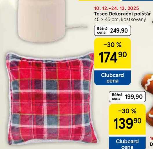 Tesco Dekorační polštář 45 x 45 cm, kostkovaný 