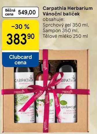 Carpathia Herbarium Vánoční balíček obsahuje: Sprchový gel 350 ml, Šampon 350 ml. Tělové mléko 250 ml