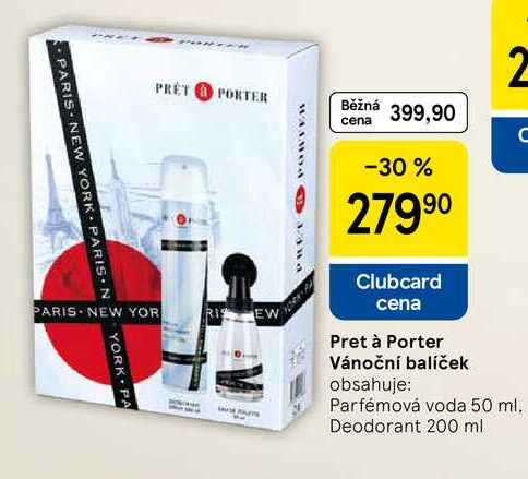 Pret à Porter C Vánoční balíček obsahuje: Parfémová voda 50 ml. Deodorant 200 ml