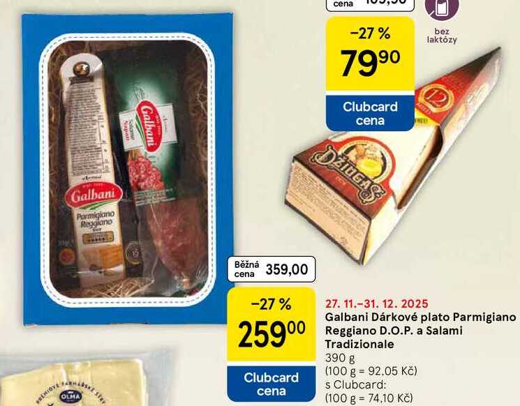 Galbani Dárkové plato Parmigiano Reggiano D.O.P. a Salami Tradizionale, 390 g