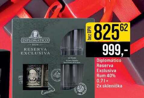 Diplomático Reserva Exclusiva Rum 40% 0,7l+ 2x sklenička 