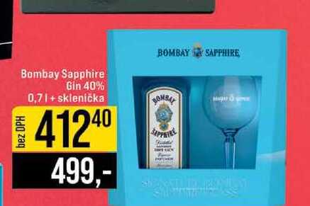 Bombay Sapphire Gin 40% 0,7l+ sklenička 