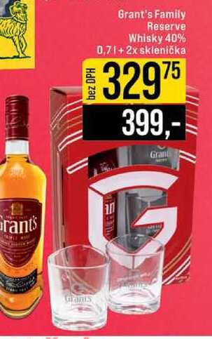 Grant's Family Reserve Whisky 40% 0,7l+2x sklenička 