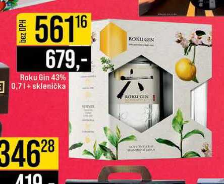 Roku Gin 43% 0,7l+ sklenička