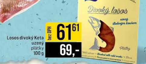Losos divoký Keta uzený plátky 100 g