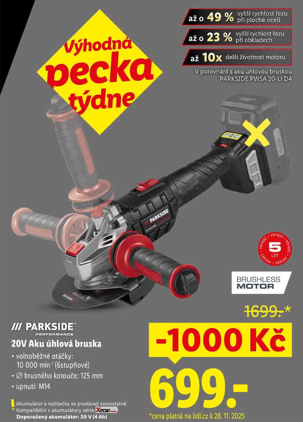 20V Aku úhlová bruska