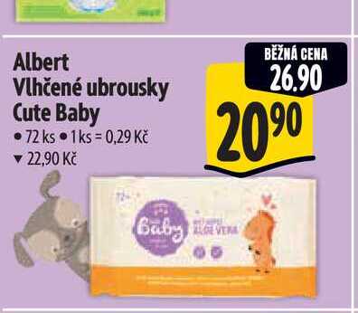 Albert Vlhčené ubrousky Cute Baby 72 ks