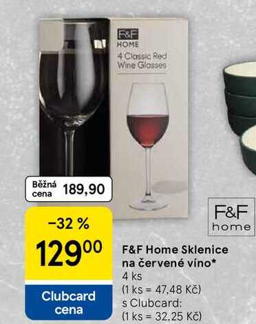 F&F Home Sklenice na červené víno, 4 ks