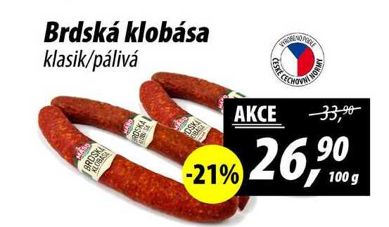 Brdská klobása klasik/pálivá, 100 g