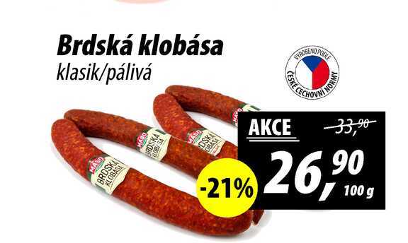 Brdská klobása klasik/pálivá, 100 g