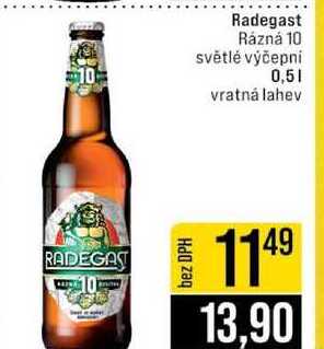 Radegast Rázná 10 světlé výčepní 0,5l