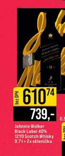 Johnnie Walker Black Label 40% 12YO Scotch Whisky 0,7l+2x sklenička 