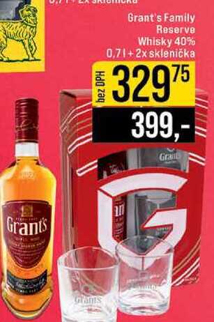 Grant's Family Reserve Whisky 40% 0,7l+2x sklenička 