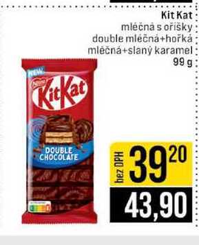 Kit Kat mléčná s oříšky double mléčná+hořká mléčná+slaný karamel 99 g