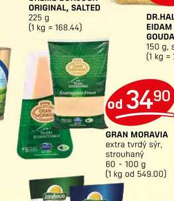 GRAN MORAVIA extra tvrdý sýr strouhaný 60-100 g