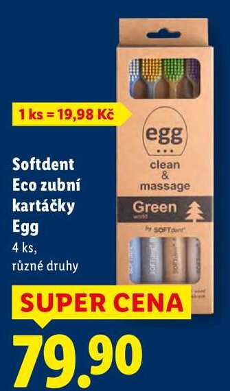 Softdent Eco zubní kartáčky Egg, 4 ks