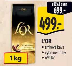 L'Or zrnková káva, 1 kg