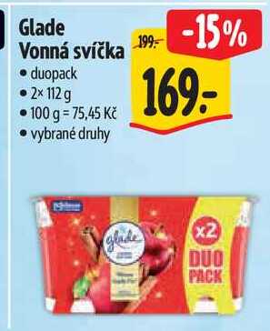 Glade Vonná svíčka, duopack, 2x 112 g