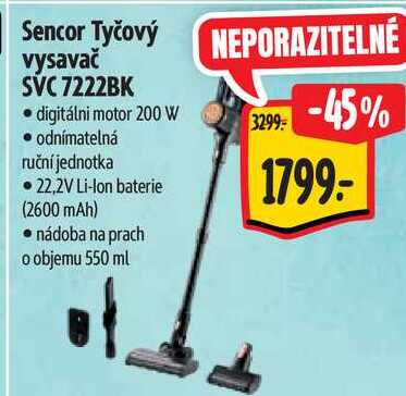 Sencor Tyčový vysavač SVC 7222BK