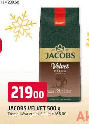 JACOBS VELVET 500 g Crema, káva zrnková