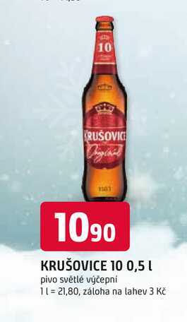Krušovice 10° pivo výčepní světlé 0,5l