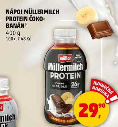 NÁPOJ MÜLLERMILCH PROTEIN ČOKO-BANÁN, 400 g