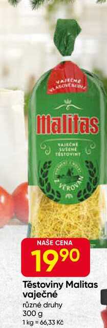 Malitas Těstoviny vaječné různé druhy 300 g