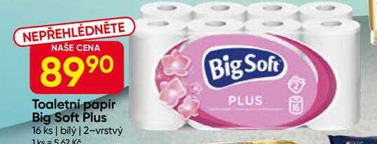 Big Soft Plus Toaletní papír 16 ks, 2-vrstvý