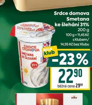 Srdce domova Smetana ke šlehání 31% 200 g