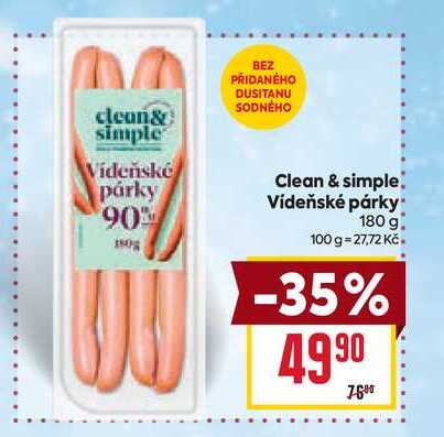 Clean & simple Vídeňské párky 180 g