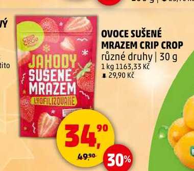 OVOCE SUŠENÉ MRAZEM CRIP CROP, 30 g
