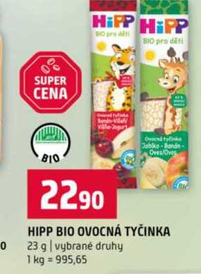 HIPP BIO OVOCNÁ TYČINKA 23 g vybrané druhy