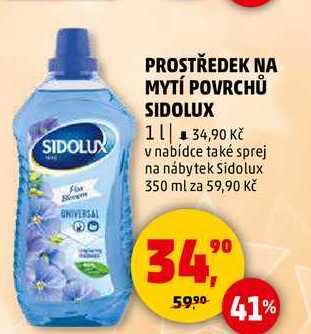 PROSTŘEDEK NA MYTÍ POVRCHŮ SIDOLUX, 1 l