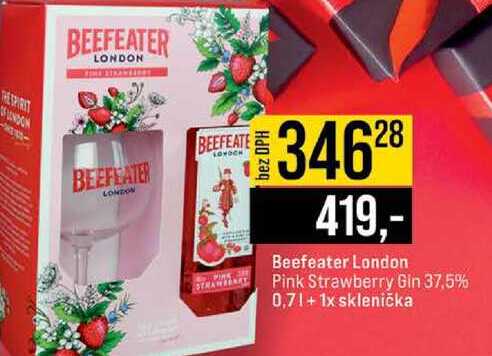 Beefeater London Pink Strawberry Gin 37,5% 0,7l + 1x sklenička