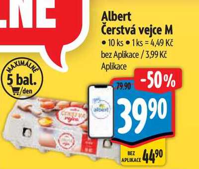   Albert Čerstvá vejce M 10 ks  