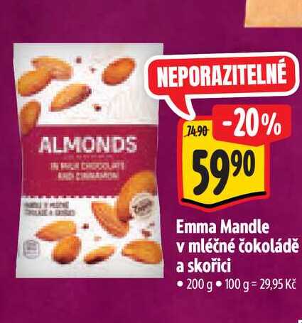   Emma Mandle v mléčné čokoládě a skořici 200 g 