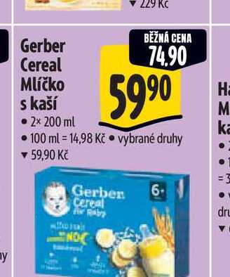 Gerber Cereal Mlíčko s kaší 2x 200 ml 