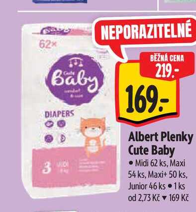  Albert Plenky Cute Baby - Midi 62 ks, Maxi 54 ks, Maxi+ 50 ks, Junior 46 ks  