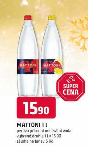 MATTONI perlivá přírodní minerální voda vybrané druhy, 1l